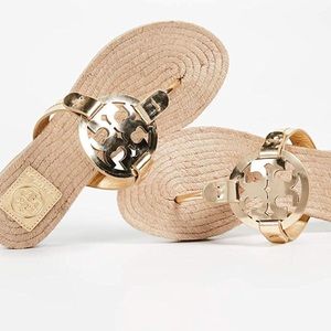 Tory Burch Miller Thong Espadrille Sandals in Gold